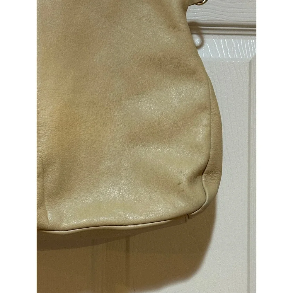 Emma Fox Leather Colorblock Satchel Backpack Beige Black Red Gold Turn Lock